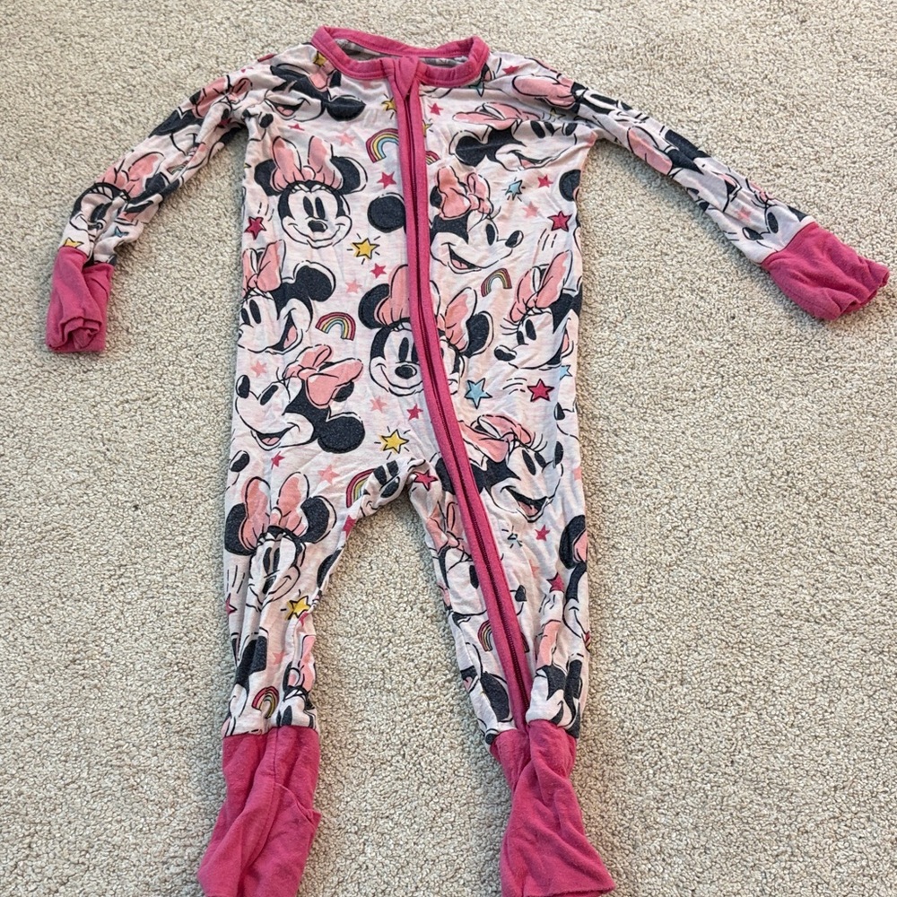 Little Sleepies Minnie Mouse Pink and White Kids pjs